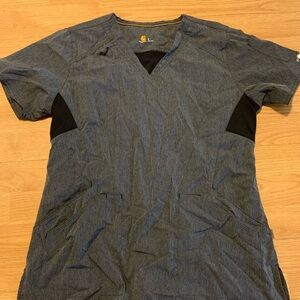 Carhartt Men’s Slate Blue Short Sleeve V-Neck Work Top with Black Accents